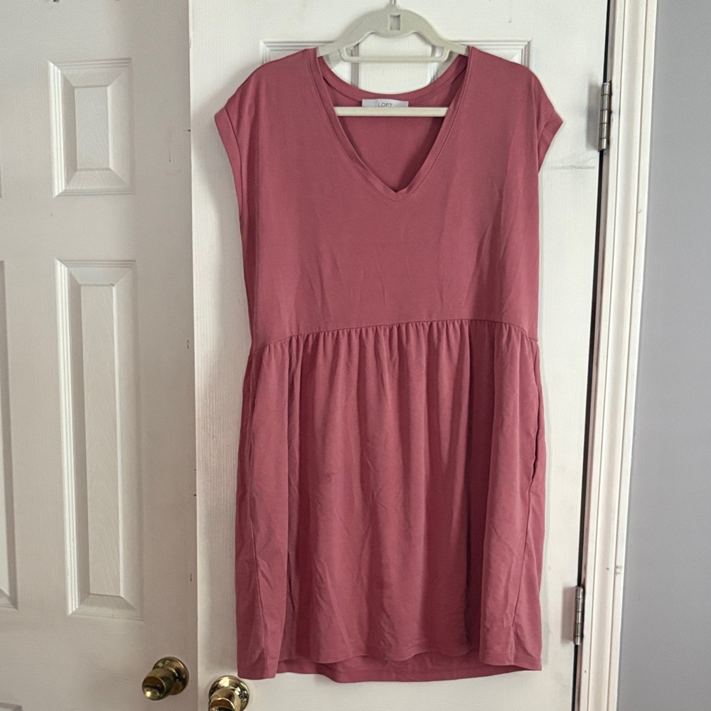 *LOFT Dusty Rose V-Neck Mini Dress